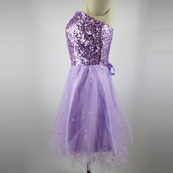 Women's Short Sparkly Homecoming Dresses Sequins Party Gowns Lilac Size 8 - Picture 2 of 14